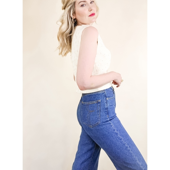 Handmade Vintage Ivory Posie & Pearl Crop Blouse - Picture 10 of 16